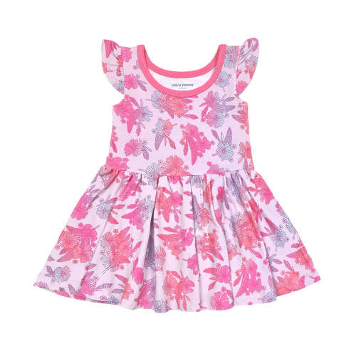 Cotton Candy Garden Bamboo Flutter Sleeve Dress