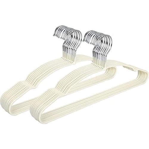 TOPIA HANGER Metal Hangers 20 Pack, Adult Clothes Hangers Space Saving & Non Slip Rubber Coated, Heavy Duty Wire Hanger for Coat,Shirt,Strap Dress,Ivory-CT12I