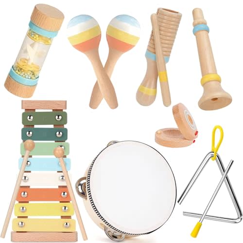 JOOMLAFLY Baby Musical Instruments for Toddlers 1-3, 8PCS Montessori Musical Toy Set with Xylophone, Drum, Maracas...Perfect Toy Gift for 1-3 Year Old Boy Girl