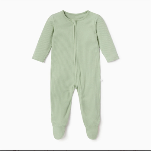 Ribbed Clever Zip Footed Baby Pajamas Ribbed Blue / Newborn