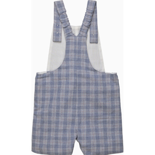 Puppy Alfie Bib Shorts, Blue Check - Trotters London | Maisonette