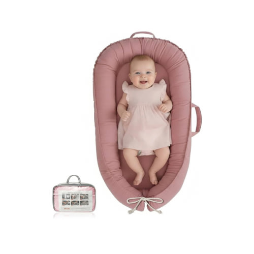 Baby Lounger - Infant Lounger for Newborn 0-24 Months, Pure Cotton Breathable Baby Nest Lounger, Newborn Essentials for Baby Boys & Girls, Portable Baby Lounger for Home and Travel