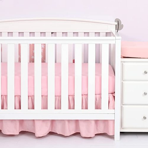 TILLYOU Microfiber Fitted Crib Sheets for Baby Boys Girls, Super Soft Toddler Bed Sheets for Standard Crib and Toddler Mattresses, Premium Cozy Nursery Bedding Sheet, 28"x52"x8", Lt Pink