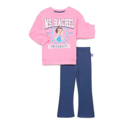 Ms. Rachel Toddler Girls Long Sleeve Graphic Print Sweatshirt and Matching Flare Leggings Set, 2-Piece, Sizes 12M-5T