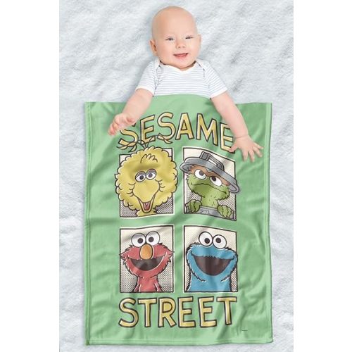 LOGOVISION Sesame Street Lightweight Baby Blanket, 30"X40", Vintage Comic Panels Unisex for Infants Girls & Boys