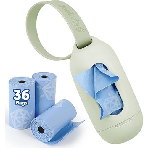 Jool Baby Disposable Diaper Bag Dispenser (Sage) + 3 Refill Rolls (Lavender-Scented) - Attaches to Stroller or Diaper Bag for On-the-Go Convenience