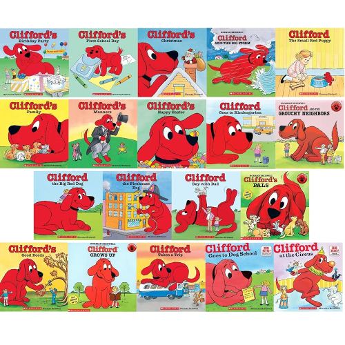 Clifford the Big Red Dog 19 Book Set: Clifford's Good Deed, Visits Hospital, To the Rescue, Thanksgiving Visit, Day with Dad, Takes a Trip, Family, the Firehouse Dog, Goes To Dog School, Halloween, Birthday Party, Manners and 7 More Titles