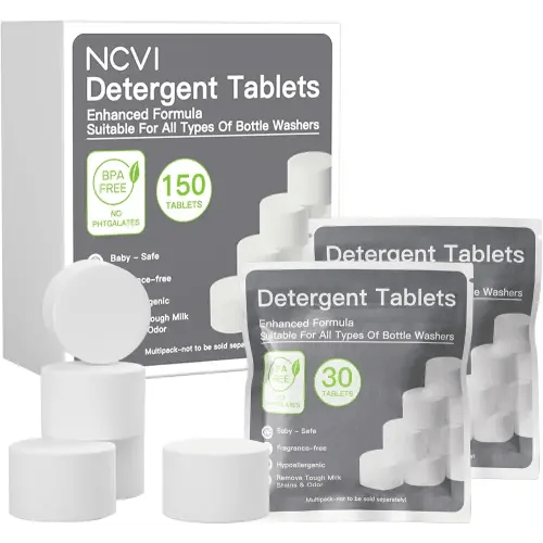 NCVI 150 PCS Detergent Washing Tablets Compatible with Momcozy, Baby Brezza, GROWNSY Bottle Washers, Effective Cleaning & Easy to Use, and Suitable for All Baby Bottle Washers