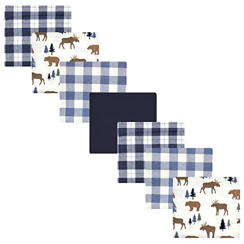 Hudson Baby Unisex Baby Cotton Flannel Receiving Blankets Bundle, Moose Bear, One Size