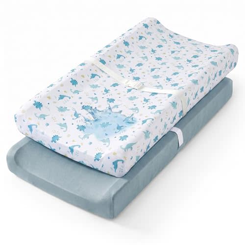 Waterproof Changing Pad Cover 2 Pack Ultra Soft Changing Table Sheets for Girl Boy Diaper Changing Pad Sheet