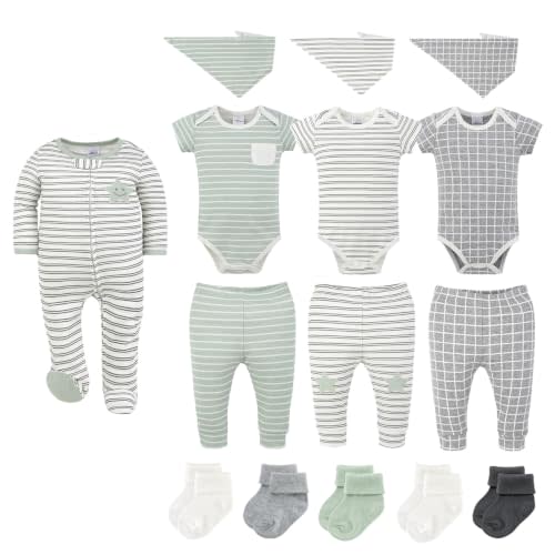 The Peanutshell 15pc Baby Clothes Set - Newborn, 3-6, 6-9 - Easy Basics