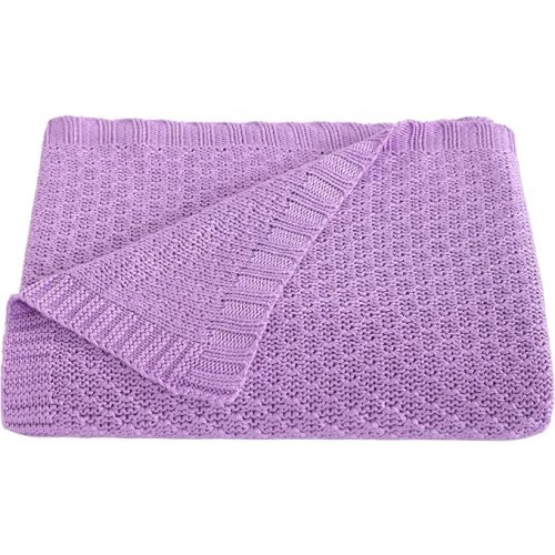 NTBAY Cable Knit Cooling Toddler Blanket, Soft and Breathable Baby Blanket 30x40 Inches Made from Rayon Derived from Bamboo for Crib, Stroller, Nursery, Light Purple