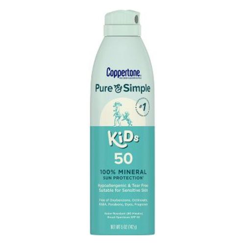 Coppertone Pure & Simple Kid's Sunscreen Spray - SPF 50 - 5oz: Paraben-Free, Whole Body Application, Unscented