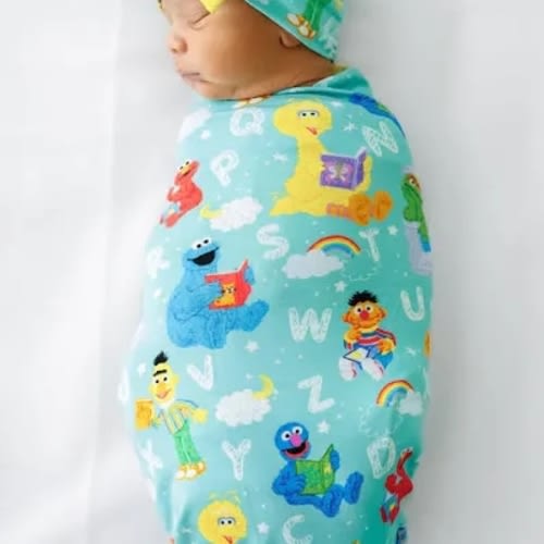 Spelling with Sesame Street Swaddle + Luxe Bow Headband Set