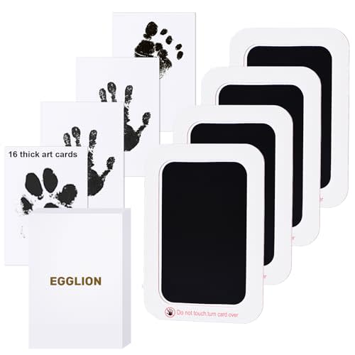 4-Pack Inkless Baby Hand and Footprint Kit with Mess-Free Ink Pad – Newborn Footprint & Paw Print Kit for Dogs and Cats – Baby Safe Ink Pad for Hand, Foot & Paw Prints – 16 Keepsake Art Cards