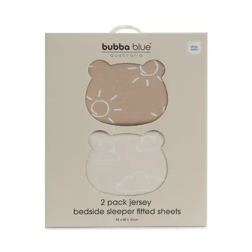 Bubba Blue Nordic Bedside Sleeper Fitted Sheet 2 Pack Sand/Nutmeg | Baby Bunting AU