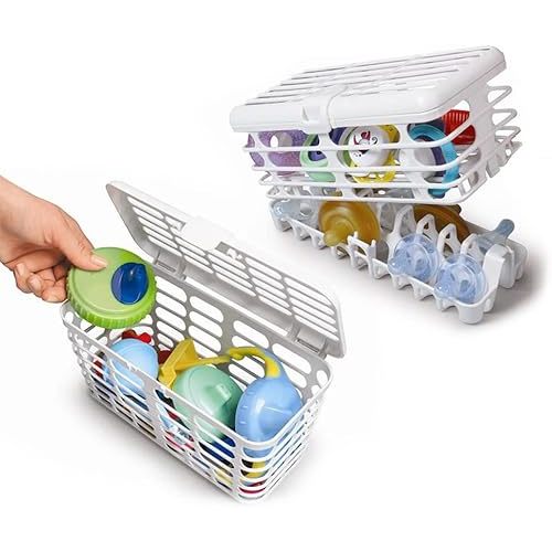 Prince Lionheart Made in USA High Capacity 2-in-1 Dishwasher Basket for Toddlers & Infants Bottle Parts & Accessories | Fits all Dishwashers | 100% Recycled Plastic