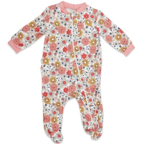 Milkberry Soft Rayon of Bamboo Pajamas Full Body Sleepwear for Infants Baby Girls Floral Pink Size 0-3 Months