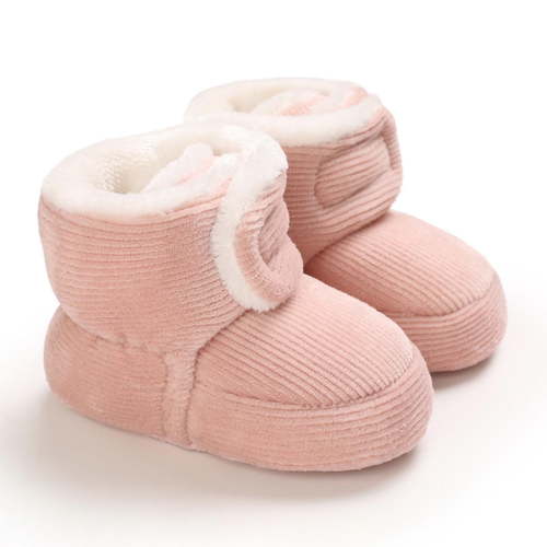 Tao Tao Baby Booties Newborn Infant Furry Cozy Soft Slippers Socks For Boy Girl, Winter Non-Slip Crib Shoes With Warm Lining Pink 0 Months