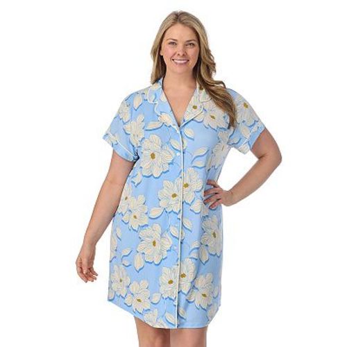 Plus Size Draper James Printed Cozy Short Sleeve Notch Collar Sleepshirt