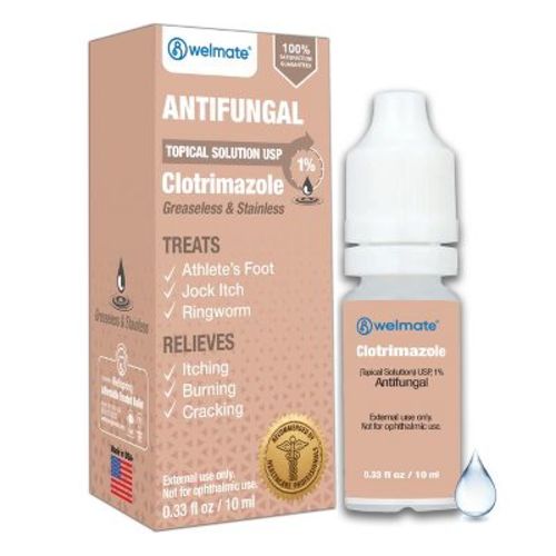 WELMATE Clotrimazole 1% Antifungal Topical Solution, 0.33 oz