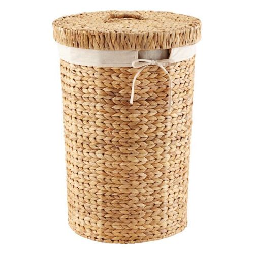 Round Water Hyacinth Hamper | Hamper, Laundry hamper, Water hyacinth