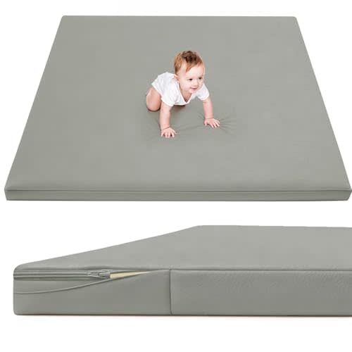 ILPEOD Waterproof Baby Play Mat for Floor 1.3"Thick Memory Foam 50 * 50 Cushion Playpen Playmat Tummy Time Crawling Mat Nursery Rug Pad Mattress Create Soft & Safe Area for Infants,Toddler,Kids,Grey