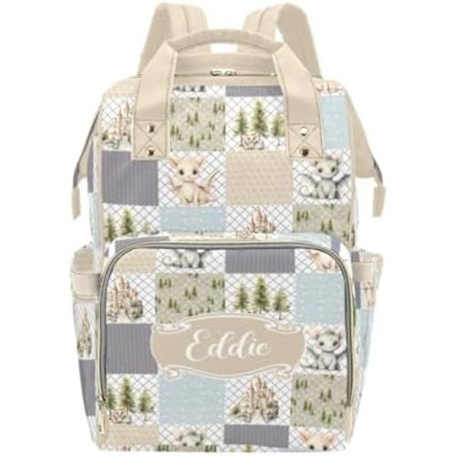 Custom Diaper Bag for baby Customized Dragon and Castle Baby Bag Personalized Nursing Bags with Name Custom Name Mommy Daypack Bag Tote Bag Gifts