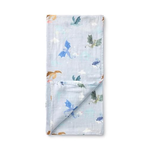 Loulou Lollipop Muslin Swaddle Blanket for Baby Boy & Baby Girl – Soft Breathable Muslin Wrap, 47"x47" Receiving Blanket for Newborn & Toddler - Magical Dragons