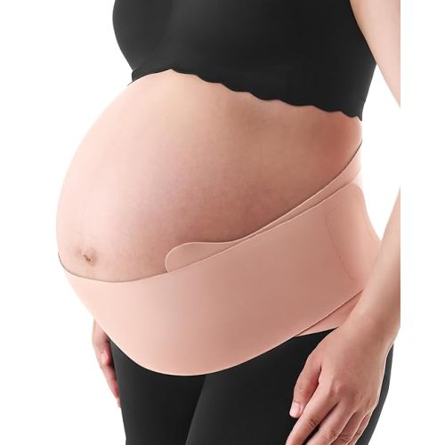 Momcozy Belly Bands for Pregnant Women, One-Piece & Portable Pregnancy Belly Band with Ergonest Back Support & Breathable Fabric – Adjustable Maternity Belt for Small/Round/High-Carrying Belly