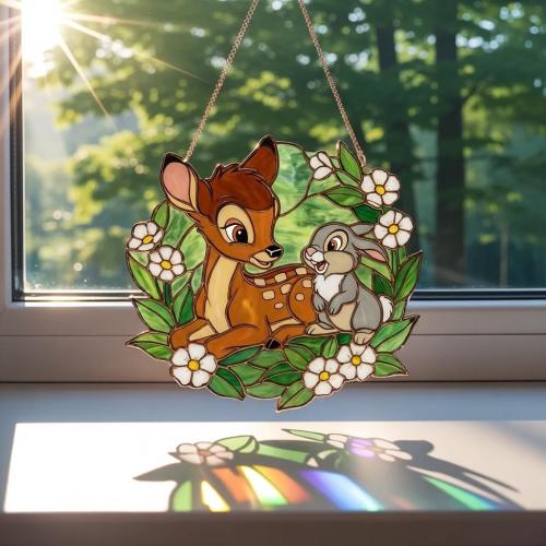 Disney Bambi Thumper Suncatcher, Bambi Deer Acrylic Suncatcher, Woodland Deer Window Decor, Disney Nursery Decor