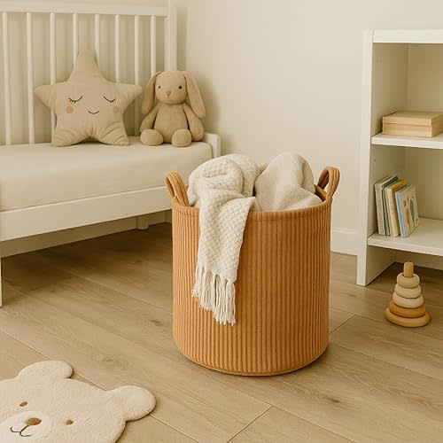 Putska Laundry Basket – Blanket Basket for organizing, Décor and Toys, Clothes Hamper – Perfect for Baby and Kids Room, Nursery, Bedroom, Bathroom, Living Room – Regular, Brown