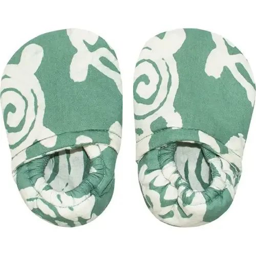 Global Mamas Fair Trade Crawling Shoes: Turtles - Sage-Organic