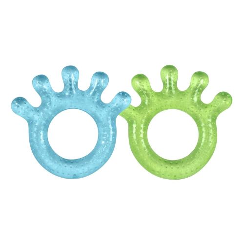 green sprouts Cooling Teether| Soothes gums & promotes healthy oral development |Safer plastic filled with sterilized water,Chill for extra relief,Textured surface to massage gums,2 Count (Pack of 1) Blue