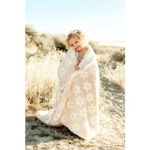Lush Peach Flower Plush Blanket