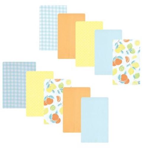 Luvable Friends Hudson Baby Cotton Poly Flannel Burp Cloths 10pk, Pastel Citrus