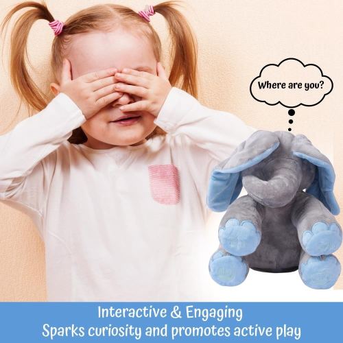 Dimple Kyle the Peek-a-Boo Singing Elephant - Interactive Plush Toy for Babies and Toddlers with Songs and Movable Ears