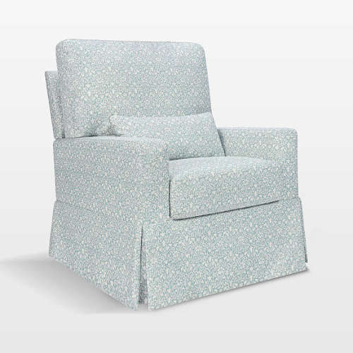 Morris & Co x Namesake Crawford Powder Blue Floral Swivel Glider Nursery Chair