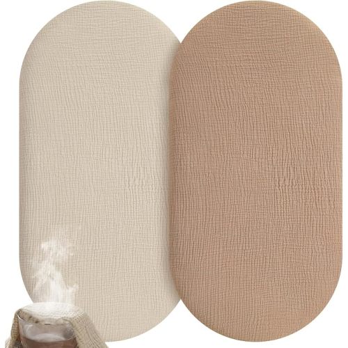 Muslin Bassinet Sheets Boy Girl, 100% Cotton Fitted Bassinet Sheet Set 2 Pack Bassinet Mattress Sheets Universal Fit for Rectangle, Round, Oval, Hourglass Mattress, Soft Breathable