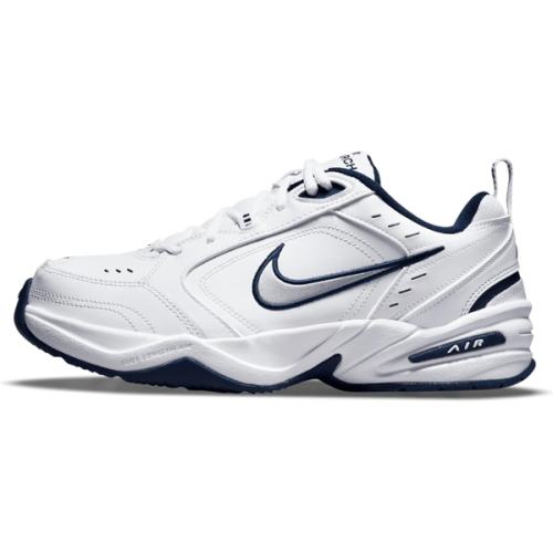 Nike Men's NIKE AIR MONARCH IV (4E) RUNNING SHOES -10.5; White / Metallic Silver-Midnight Navy | Fitness & Cross-Training