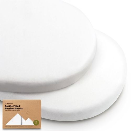 KeaBabies Organic Bassinet Sheet for Baby Girls, Boys, 2-Pack Soothe Bassinet Fitted Sheets, Bedside Bassinet Mattress Sheet (Soft White)