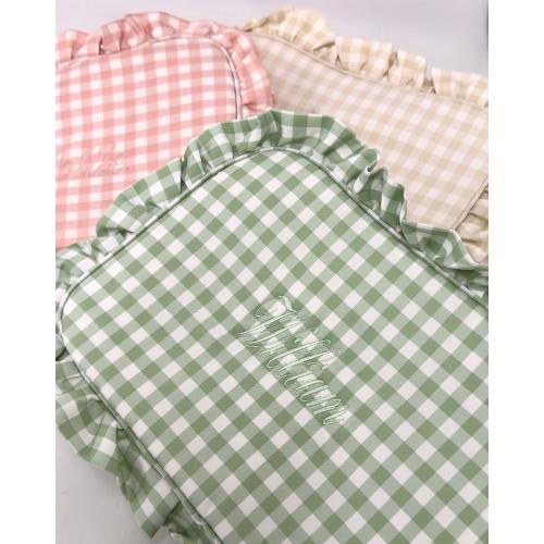 Personalised Embroidered Gingham Cosmetic and Wash Bag