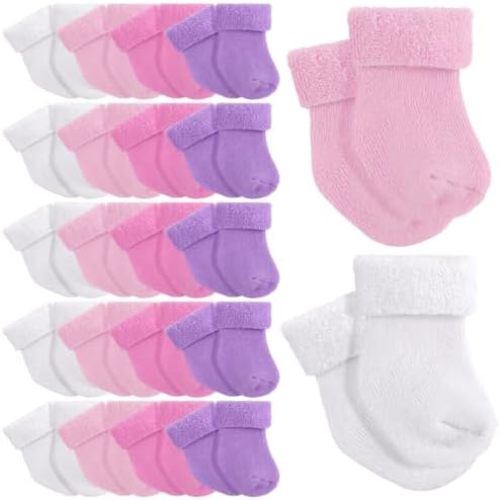 Toulite 20 Pairs Preemie Turn Cuff Terry Socks for Unisex Baby