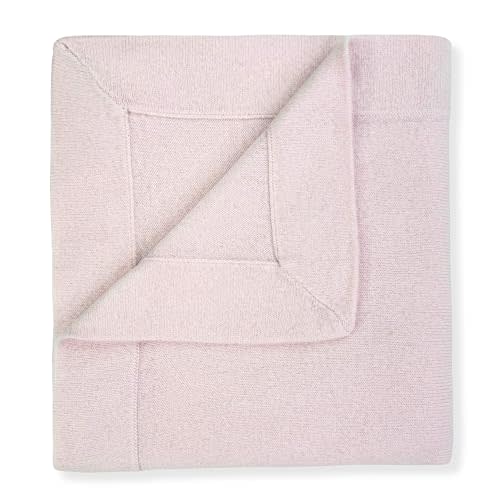 100% Cashmere Baby Blanket Luxe Knit Design in Pink - 32" x 40" - Ultra Soft, Hypoallergenic & Temperature Regulating - Gift Box and Card Included