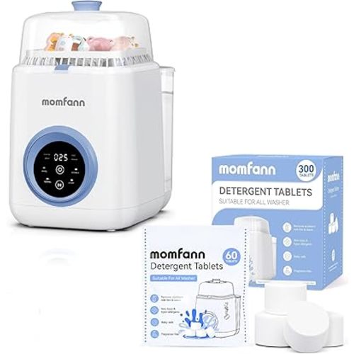 Baby Bottle Washer + 300 Professional Deep Cleaning Detergent Tablets 19 Min Rapid Wash, Sterilizer and Dryer, All-in-One Cleaner, Bottles,Pump Parts & Baby Essentials