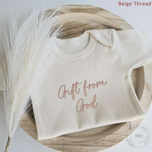 Embroidered Gift From God Onesie® Brand for Babies Personalized Baby Onesies® Rainbow Baby Natural Neutral Onesie® Christian Clothes E17