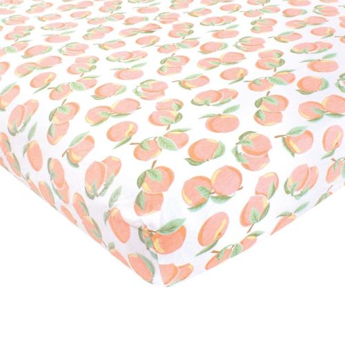 Hudson Baby Girls Cotton Fitted Crib Sheet, Peach, One Size