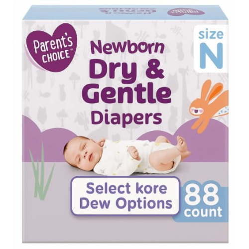Dry & Gentle Diapers Size N, 88 Count