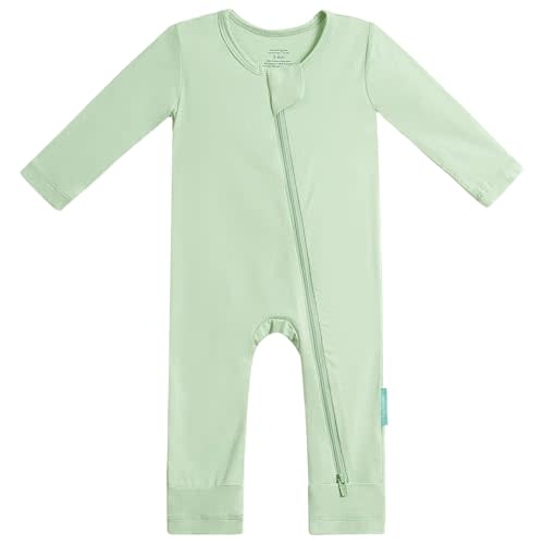 PurComfy Baby Long Sleeve Romper Jumpsuit, Premium Soft Rayon One Piece Pajamas Boy Girl 2-Way Zipper Coverall Sleeper