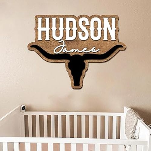 Custom 3D Name Sign, Cowboy or Cowgirl Nursery Plaque, Wall Art for Baby Room, Wooden Name Display, Girl or Boy Birthday Gift